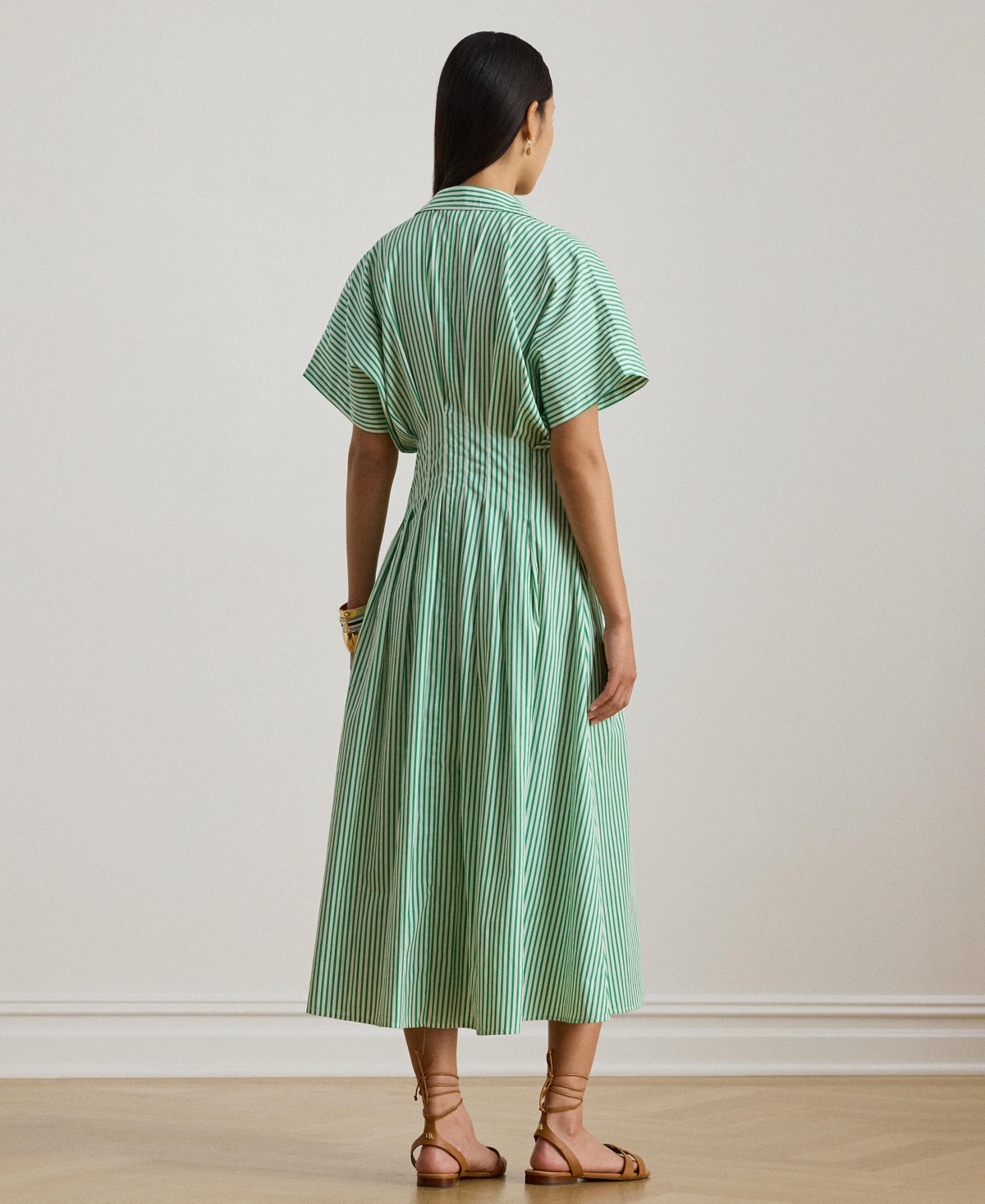 Lauren Ralph Women's Striped Pleated Shirtdress