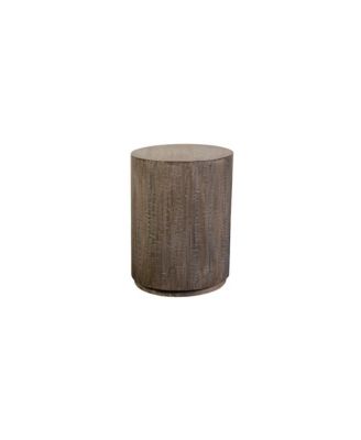 Drum Gray Wash Mango Wood End Table, Gray