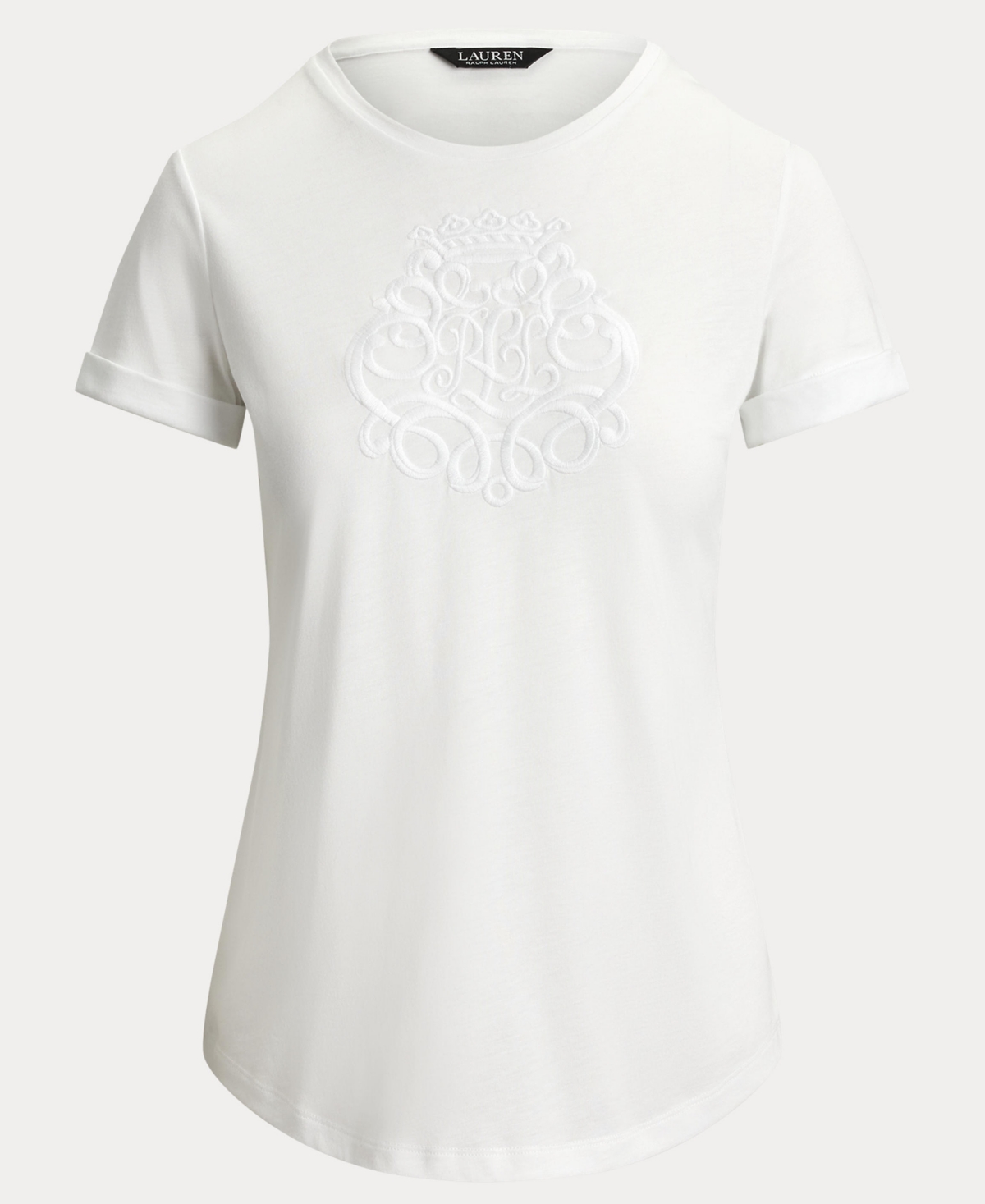 Ralph Lauren Women's Crewneck Embroidered-logo T-shirt In White