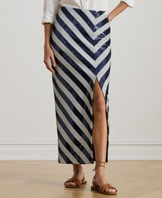 Lauren Ralph Lauren - Women's Striped Sequined Pencil Midi Skirt