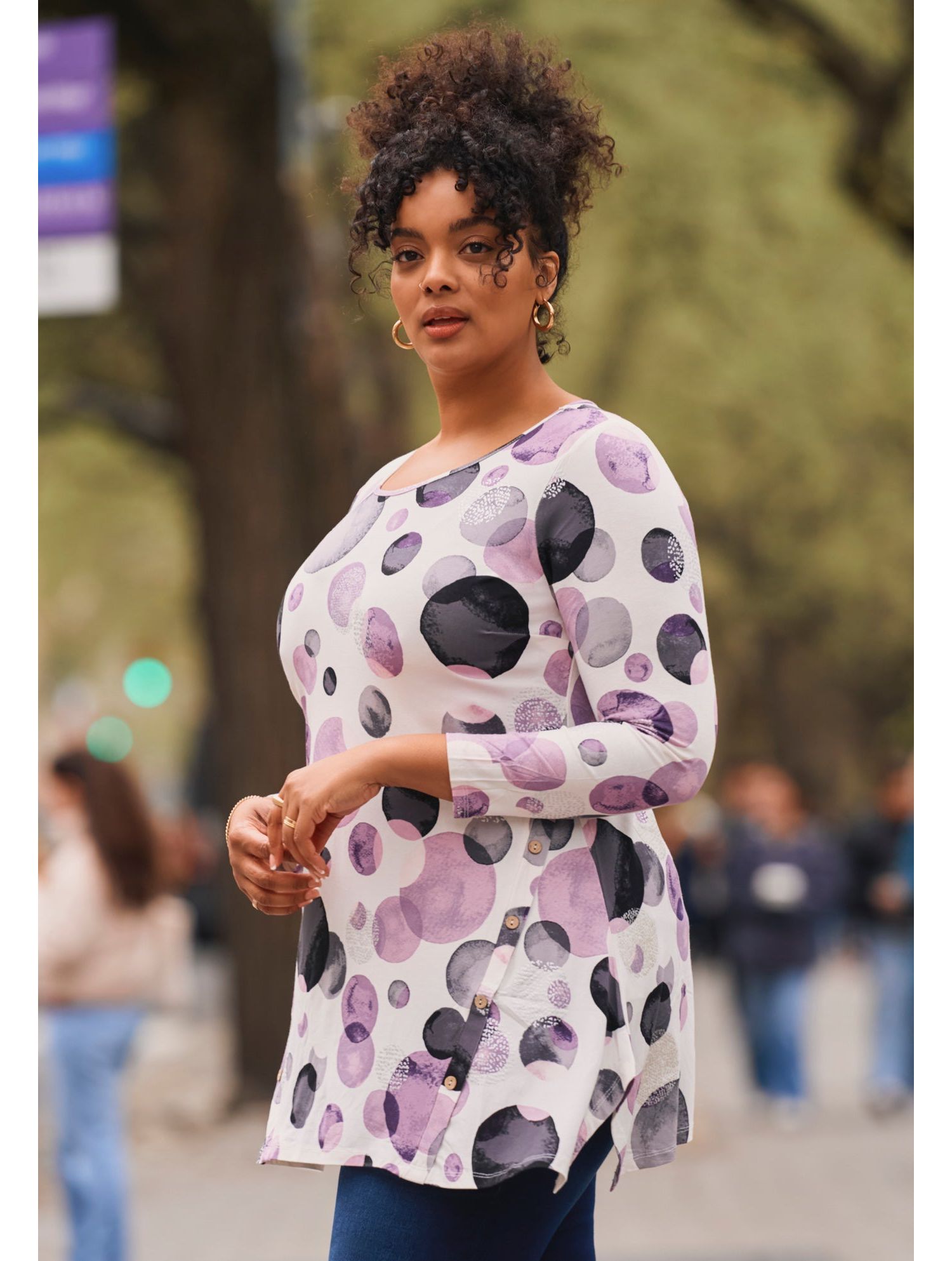Women's Plus Size Leisure Button Tunic