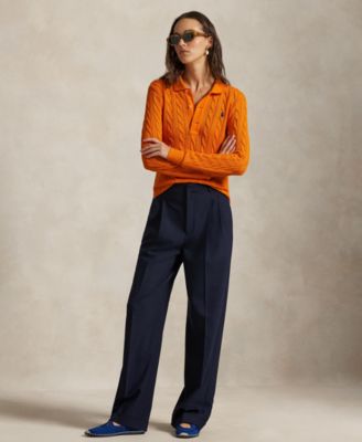 Women's Cable-Knit Polo Sweater