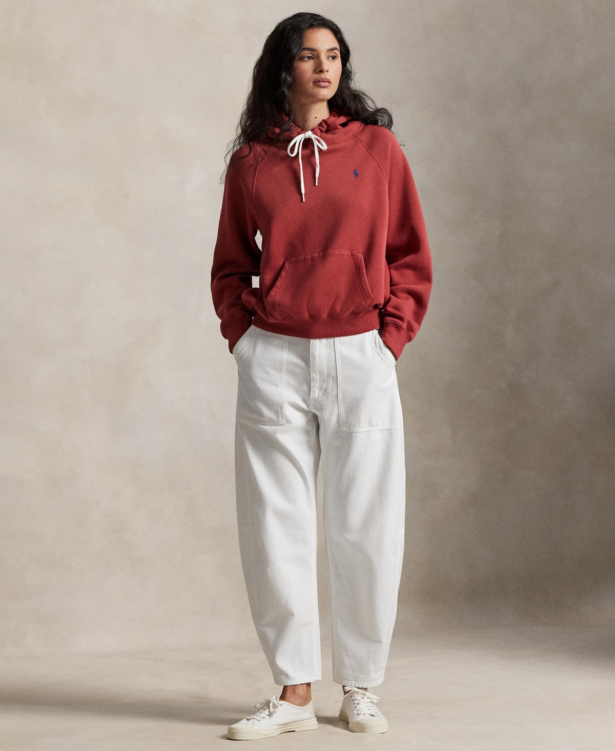 Polo Ralph Lauren Women's Shrunken Fit Fleece Hoodie Sweatshirt In Red
