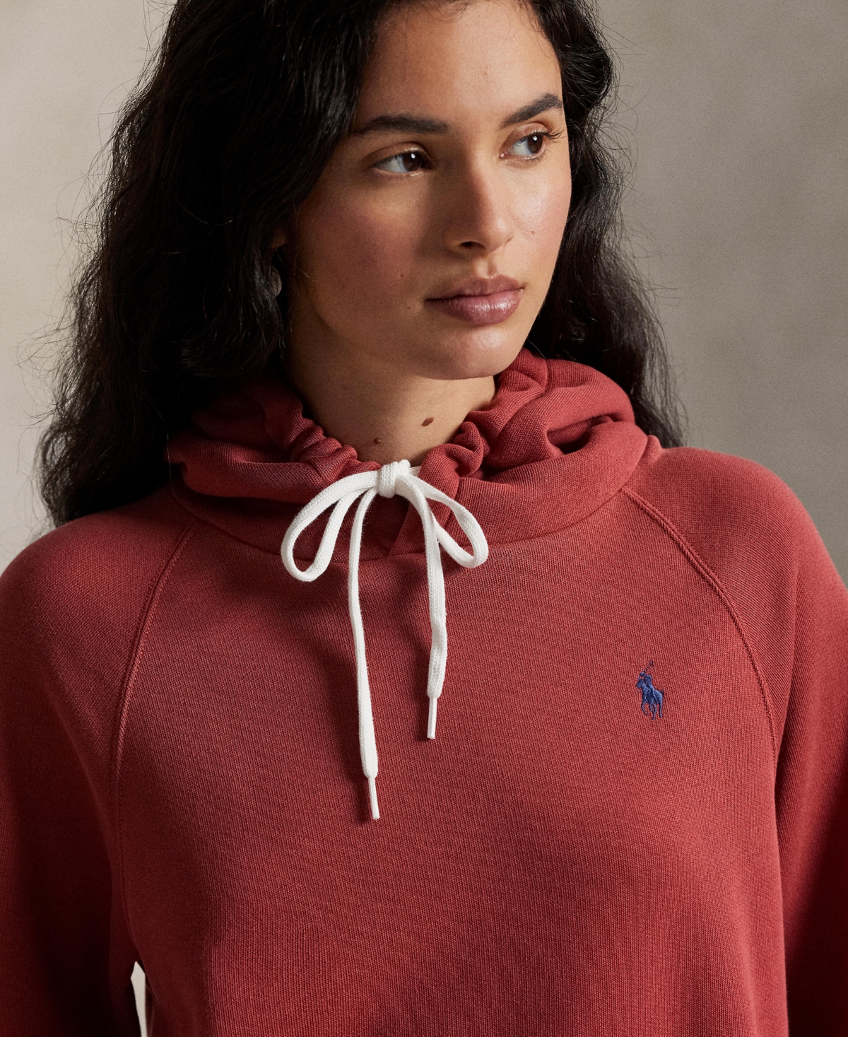 Polo Ralph Lauren Women's Shrunken Fit Fleece Hoodie Sweatshirt In Red
