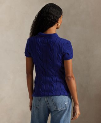 Women's Cable-Knit Polo Sweater