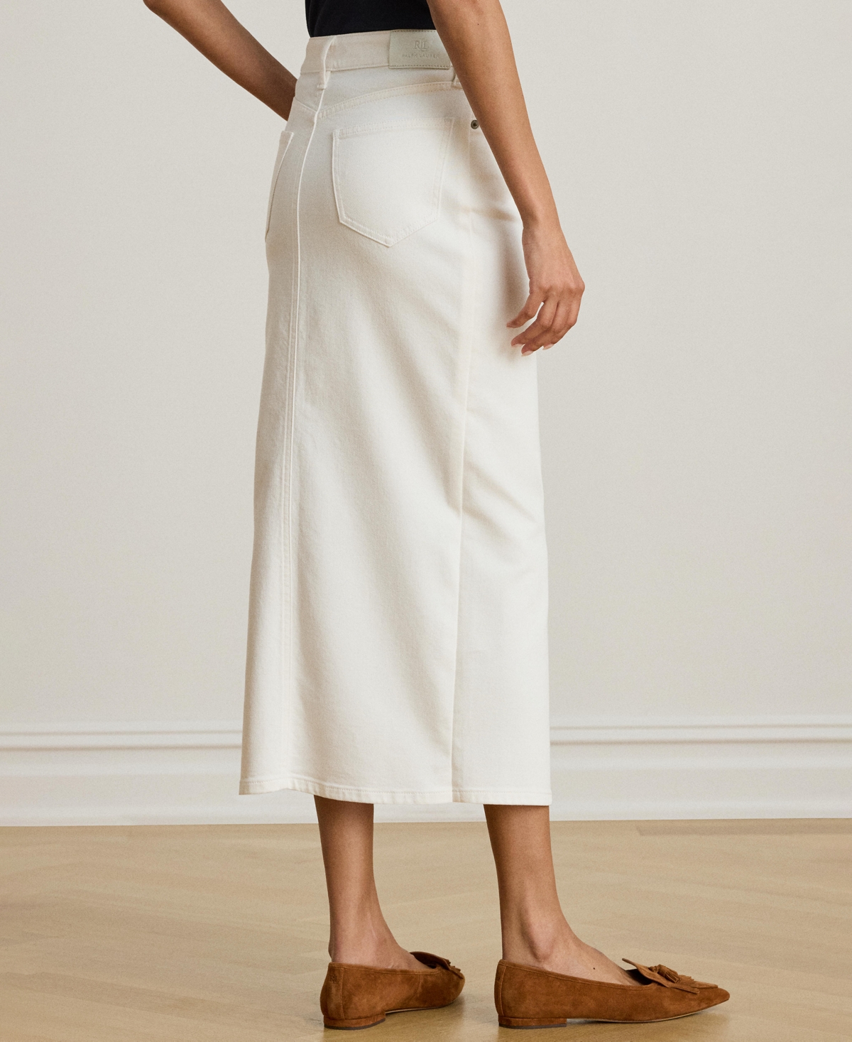Ralph Lauren Women's Denim Midi Skirt In White