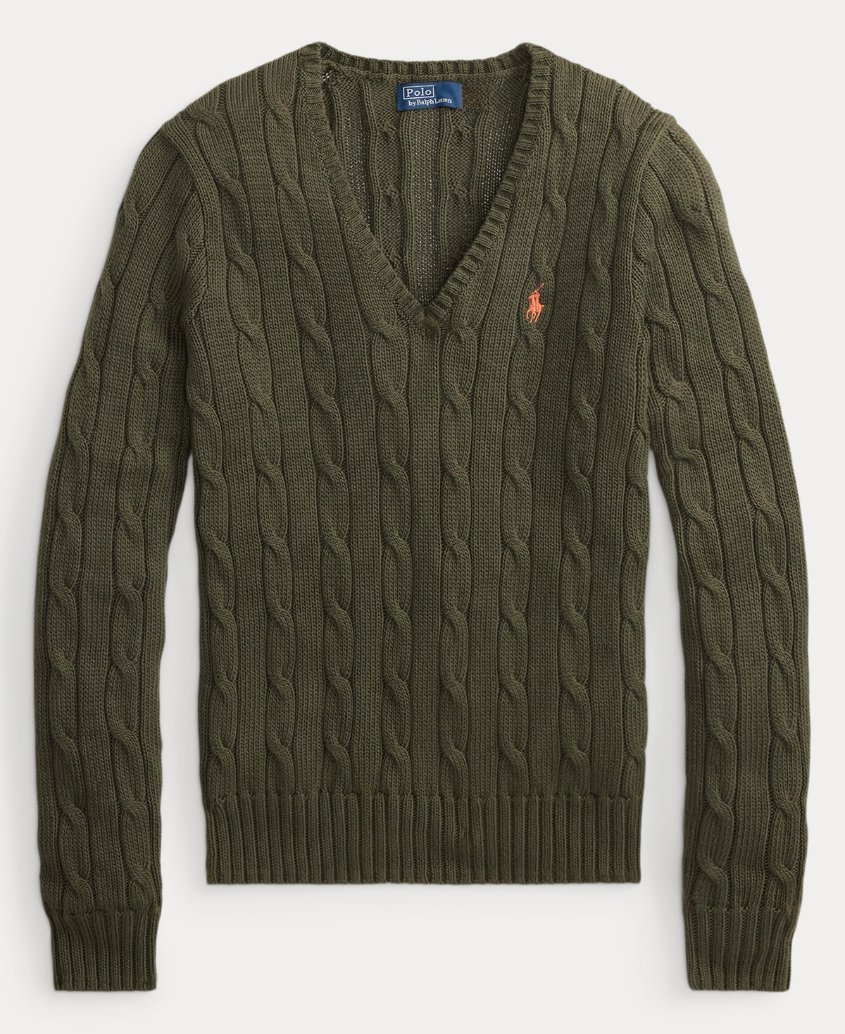 Polo Ralph Lauren Women's Cable-knit Cotton V-neck Sweater In Green