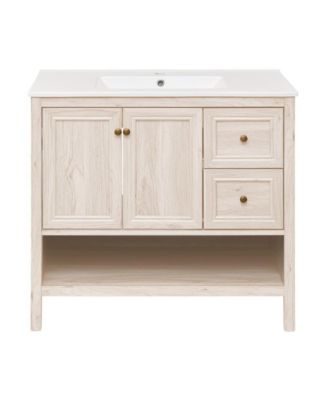 Chateau 36" Freestanding Bathroom Vanity in White Oak with Sink Top