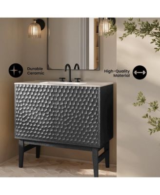 36" Freestanding Bathroom Vanity in Black Oak with 3-Hole Widespread Sink Top