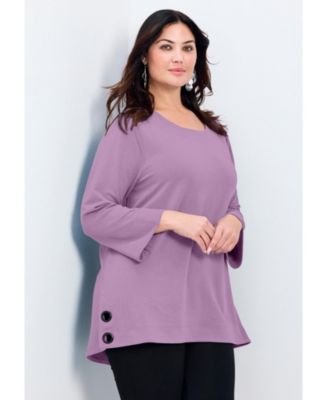 Women's Plus Size Breanna Eyelet Detail Hacci Top