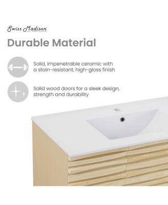 Cascade 36" Freestanding Bathroom Vanity in Natural oak with Sink Top