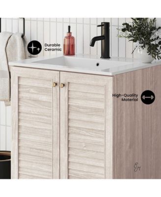 Bron 24" Freestanding Bathroom Vanity in White Oak with Sink Top