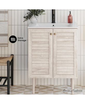 Bron 24" Freestanding Bathroom Vanity in White Oak with Sink Top