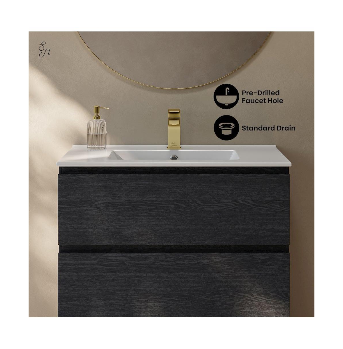 Swiss Madison Liberte 30" Freestanding Bathroom Vanity in Black Oak with Sink Top