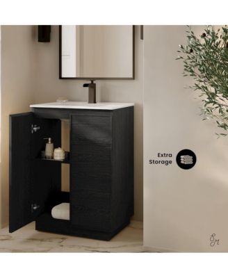 St. Tropez 24" Freestanding Bathroom Vanity in Black Oak with Sink Top