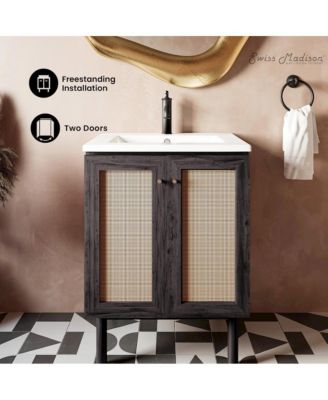 Classe 24" Freestanding Bathroom Vanity in Black Oak with Sink Top