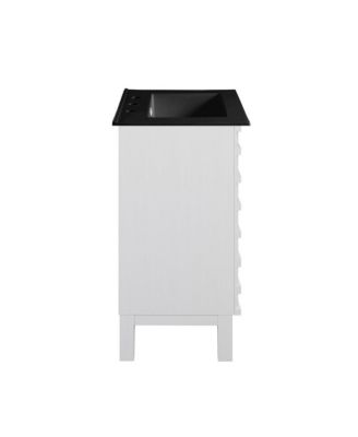 Cascade 24 in. White Oak Bathroom Vanity With Black, 3-Hole Ceramic Sink Top