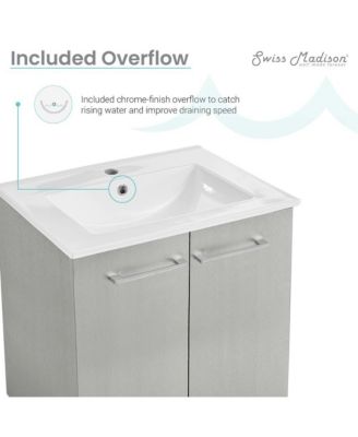 Annecy 24" Freestanding Bathroom Vanity in Gray with Sink Top