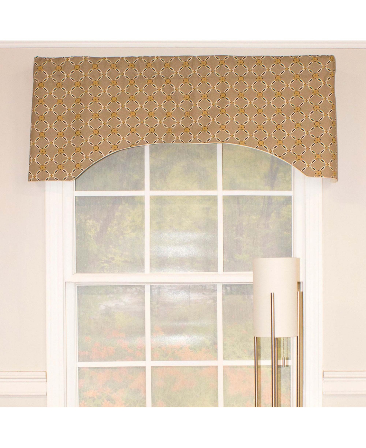 Andromeda Geometric Arch 3" Rod Pocket Valance 50" x 17" Stone by Rlf Home