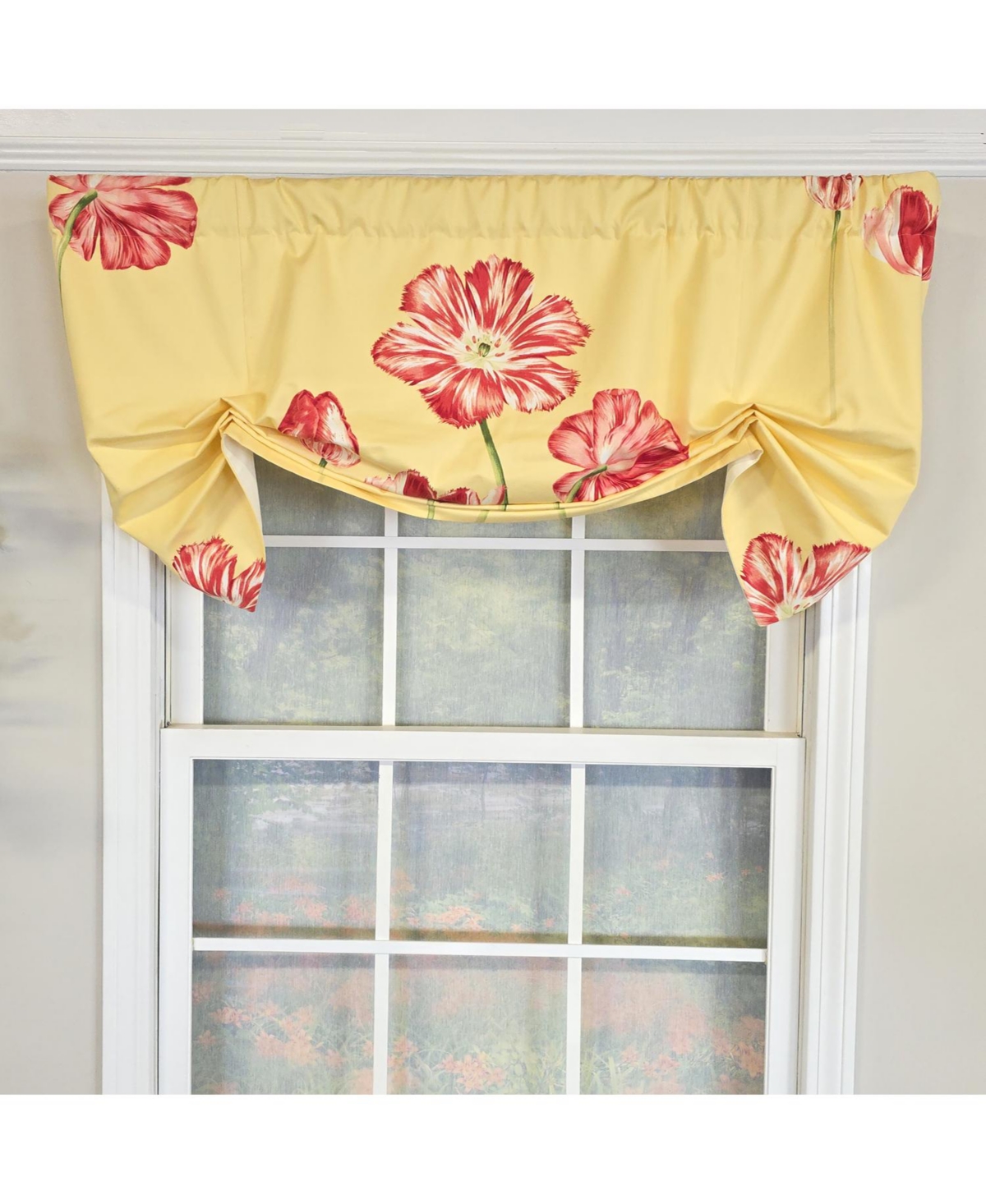 Rlf Home 100% Cotton La Tulipe Butterfly With Poly/Cotton lining Rod Pocket Valance 50" x 17" Yellow