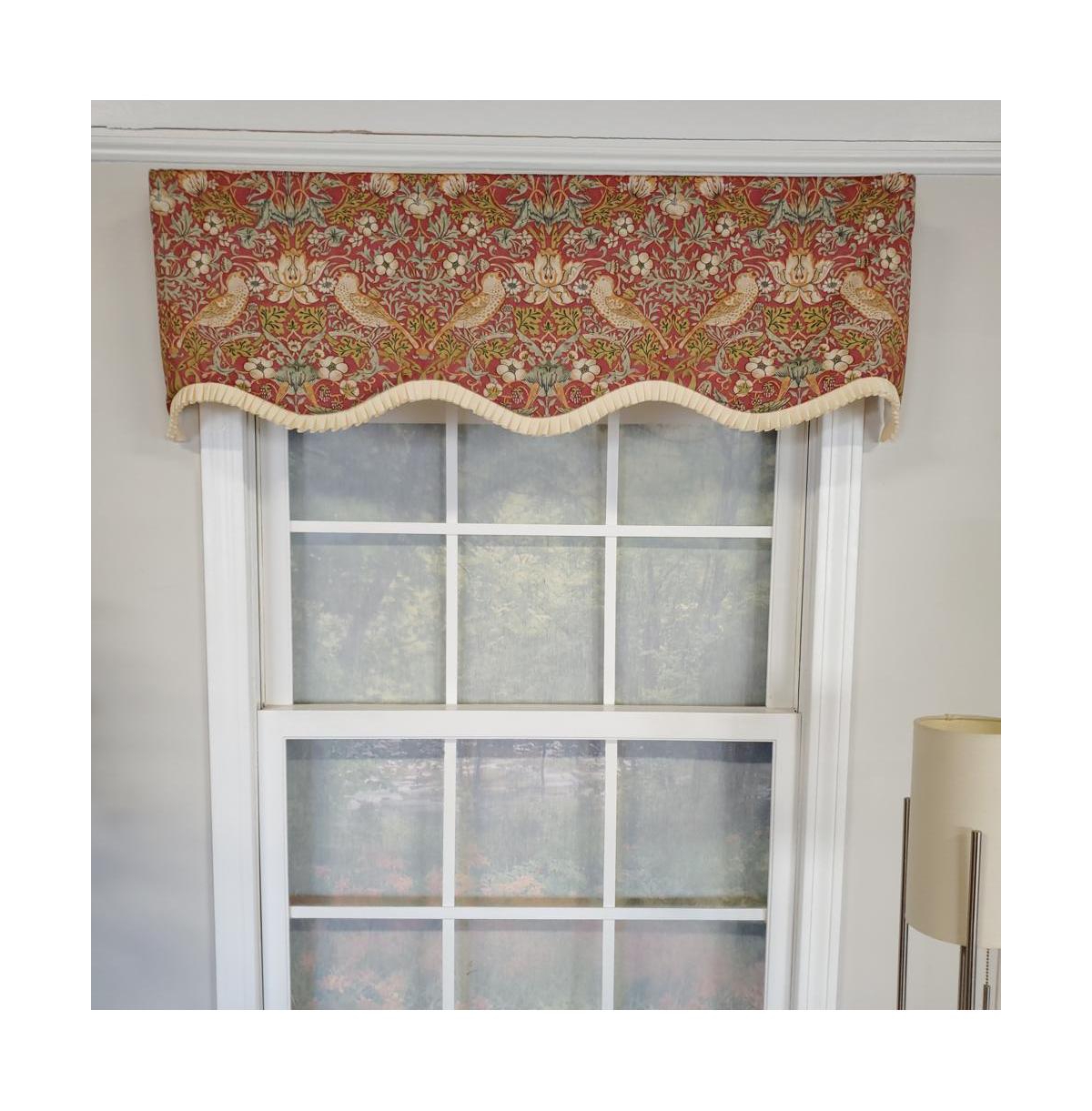 Rlf Home Vivaldi Provence Pleated Ruffle Nature-Inspired Bird Motifs No Header Luxurious Home Decor Valance 50" x 14" Green