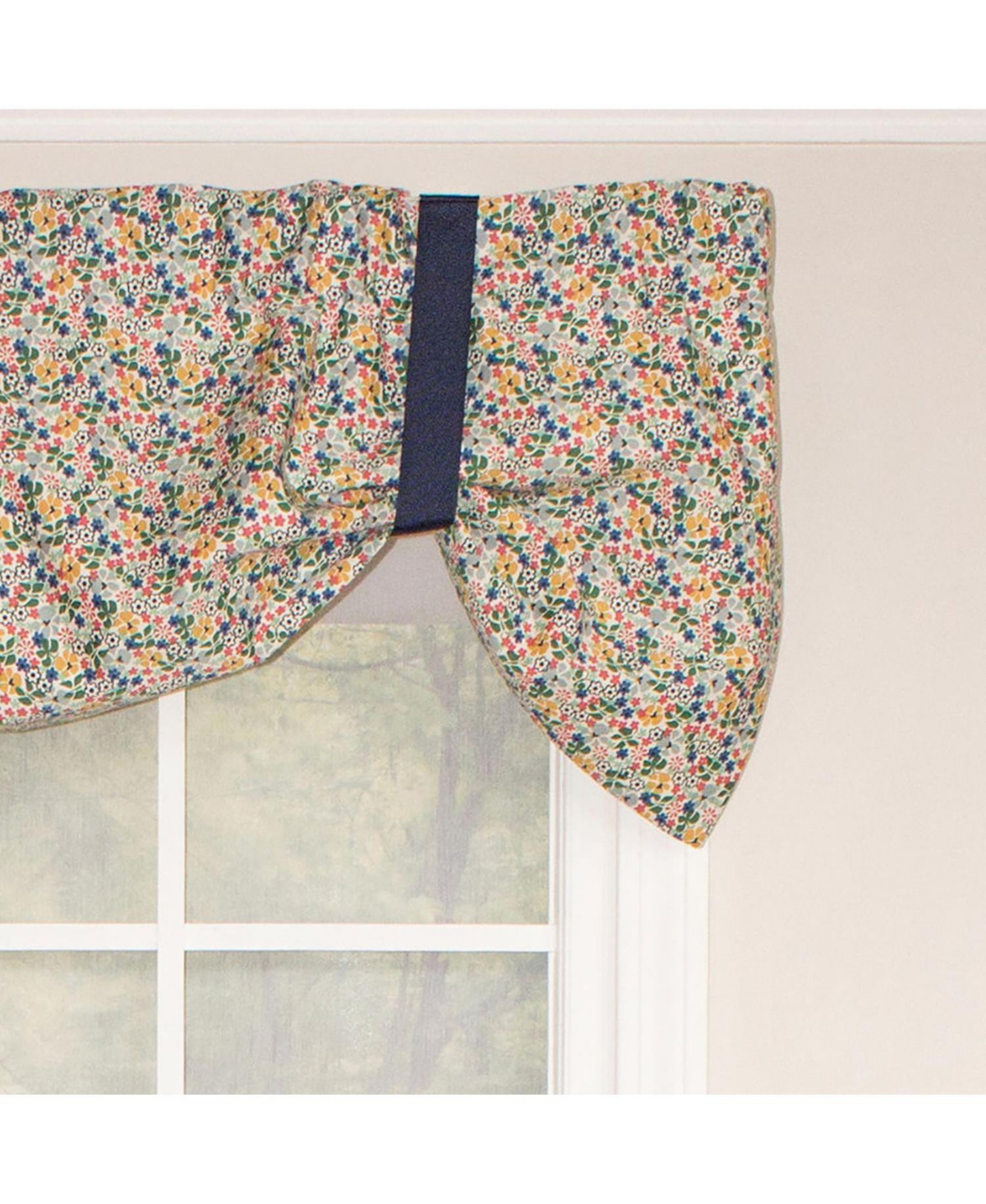 Rlf Home Petite Suspender 100% Cotton with Fully Lined 3" Rod Pocket Valnance for Windows 50" x 17" Multi