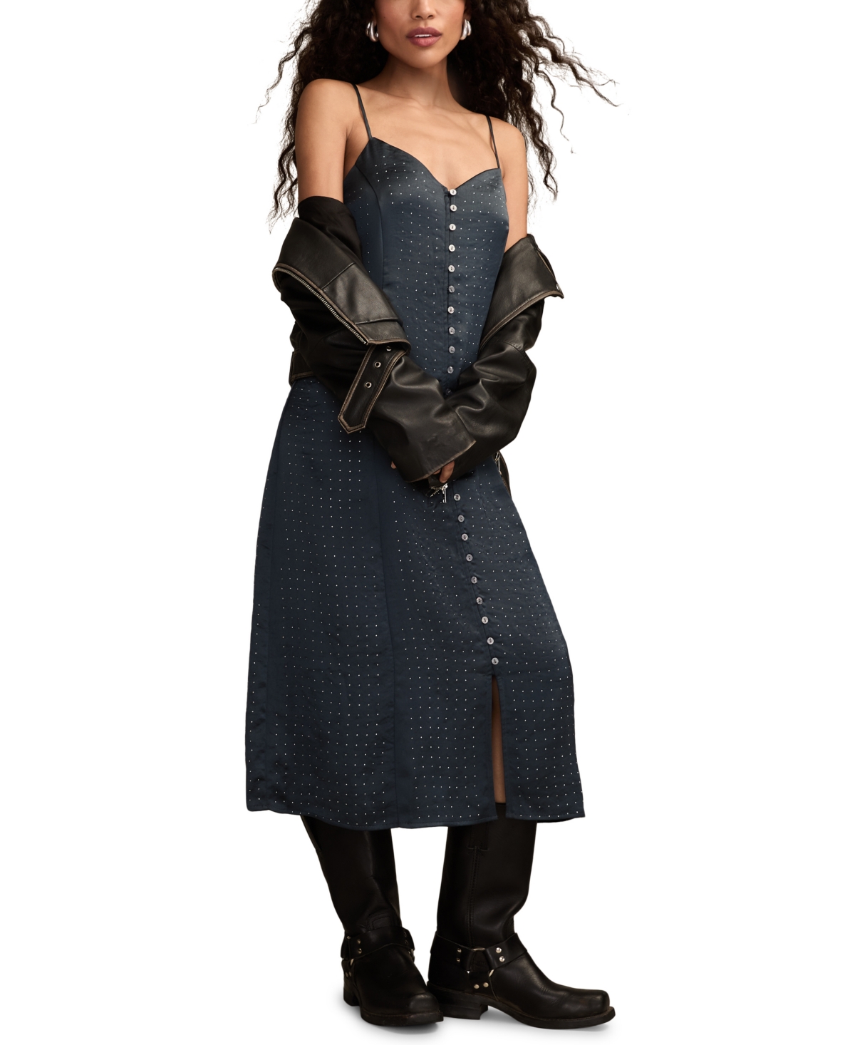 Lucky Brand Women's Sparkle Sleeveless Midi Dress