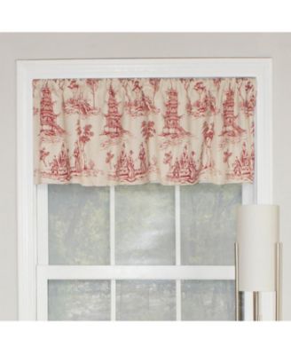 Naomi Toile Tailored 100% Cotton with Fully Lined 3" Rod Pocket Valnance for Windows 50" x 14" Red
