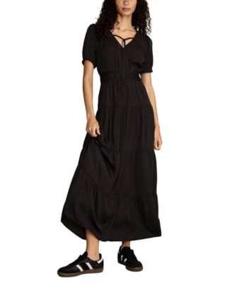 Lucky Brand - Women's Short-Sleeve Crinkle Maxi Dress