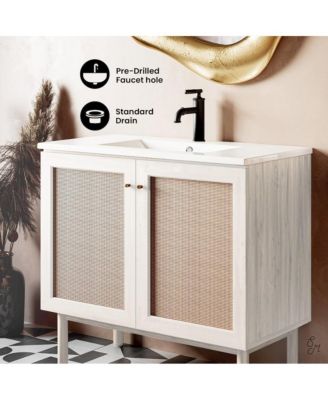 Classe 36" Freestanding Bathroom Vanity in White Oak with Sink Top