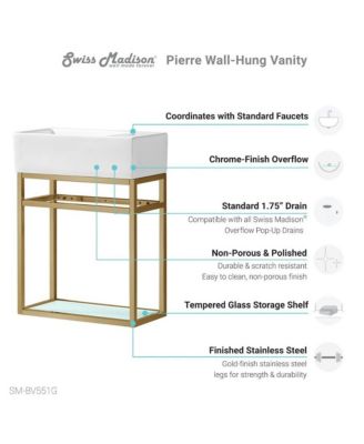 19.5 Single, Open Shelf, Gold Metal Frame Bathroom Vanity