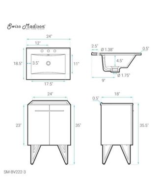 Annecy 24 in. MDF Bathroom Vanity With 3-Hole Ceramic Sink Top