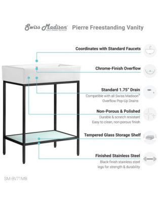 Pierre 24 Single, Freestanding, Matte Black Metal Frame Bathroom Vanity