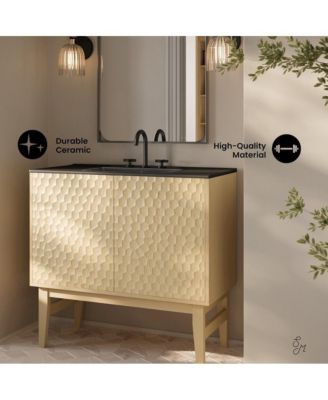 36" Freestanding Bathroom Vanity, 3-Hole Widespread Sink Top