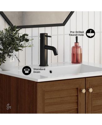 Bron 24" Freestanding Bathroom Vanity in Brown Oak with Sink Top