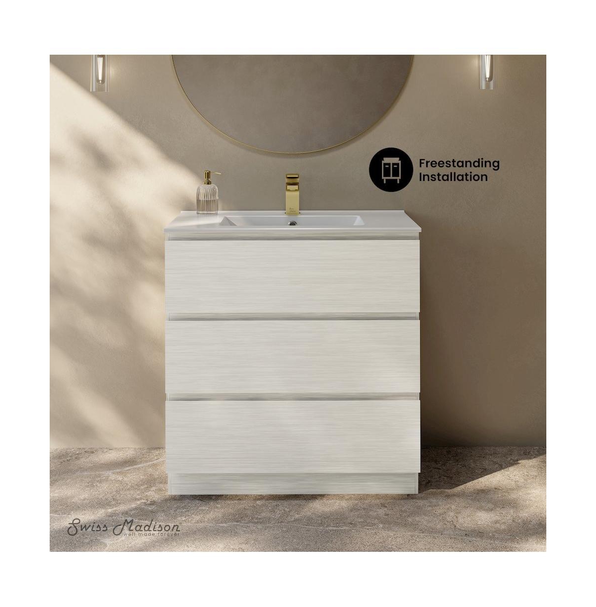 Swiss MadisonLiberte 30" Freestanding Bathroom Vanity in White Oak with Sink Top