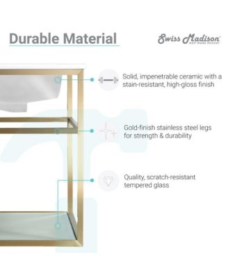 Pierre 24 Single, Open Shelf, Gold Metal Frame Bathroom Vanity