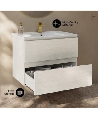 30" MDF Liberte Wall-Mounted Bathroom Vanity with Sink Top