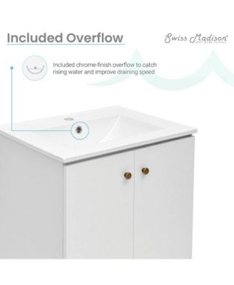 24" Freestanding Bathroom Vanity in White with Sink Top