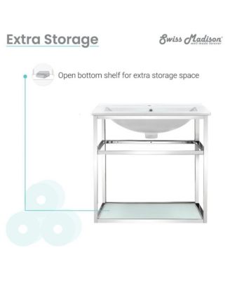 Pierre 24 Single, Open Shelf, Chrome Metal Frame Bathroom Vanity