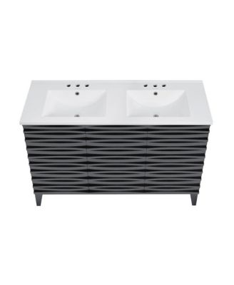 48" Double Basin Bathroom Vanity, 3-Hole Ceramic Sink Top