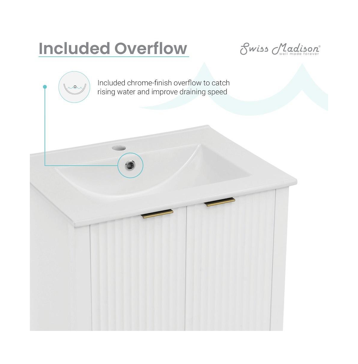 Swiss Madison Bastille 24" Freestanding Bathroom Vanity in White with Sink Top