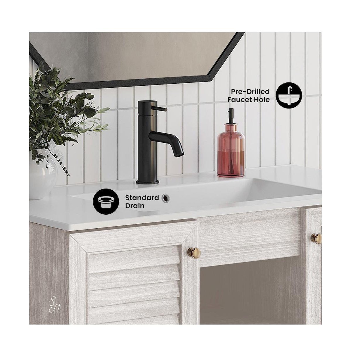 Swiss Madison Bron 36" Freestanding Bathroom Vanity in Oak with Sink Top