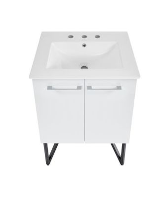 Annecy 24 in. White Bathroom Vanity With White, 3-Hole Ceramic Sink Top