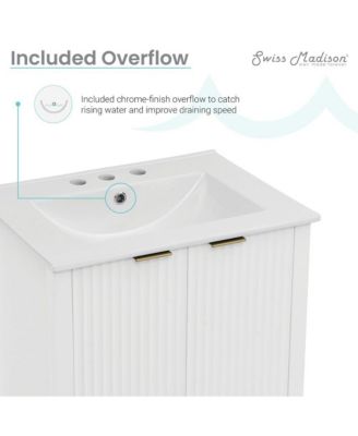 Bastille 24 in. White Bathroom Vanity With White, 3-Hole Ceramic Sink Top