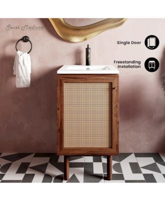 Classe 18" Freestanding Bathroom Vanity in Brown Oak with Sink Top