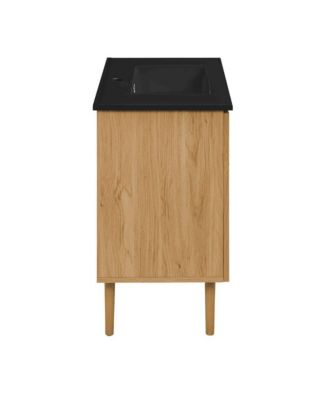 Bron 36" Freestanding Bathroom Vanity in Golden Oak with Black Sink Top