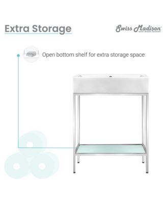 Pierre 24 Single, Freestanding, Open Shelf, Chrome Metal Frame Bathroom Vanity