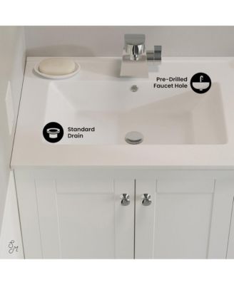 Cannes 24" Freestanding Bathroom Vanity in White with Sink Top