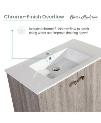 Eclair 36" Freestanding Bathroom Vanity in Gray Oak with Sink Top